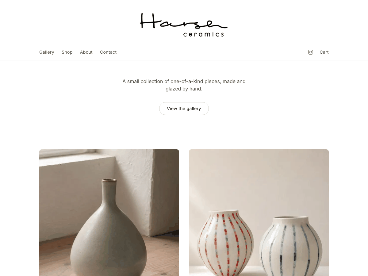 Screenshot of Harsh Ceramics