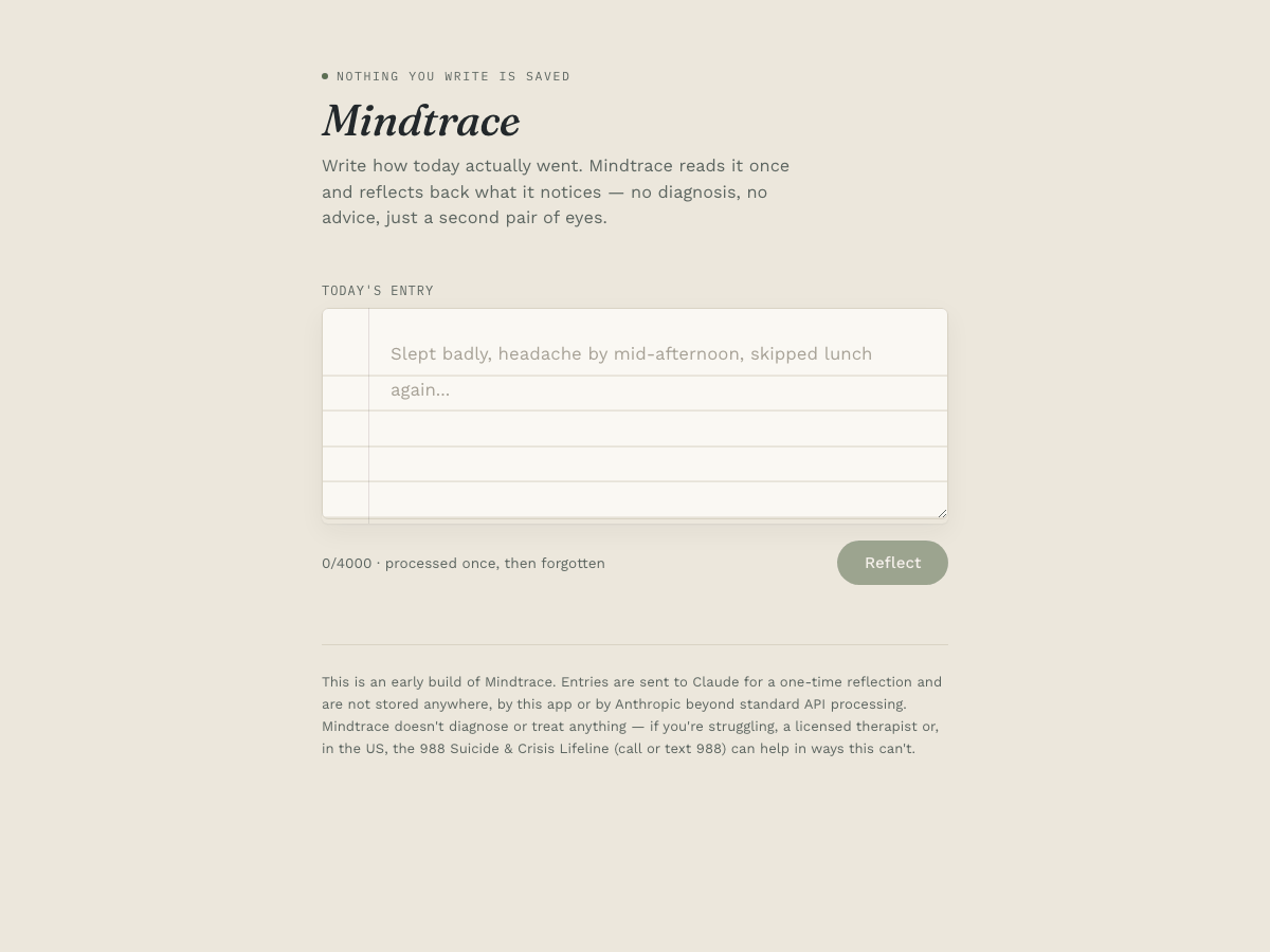 Screenshot of Mindtrace