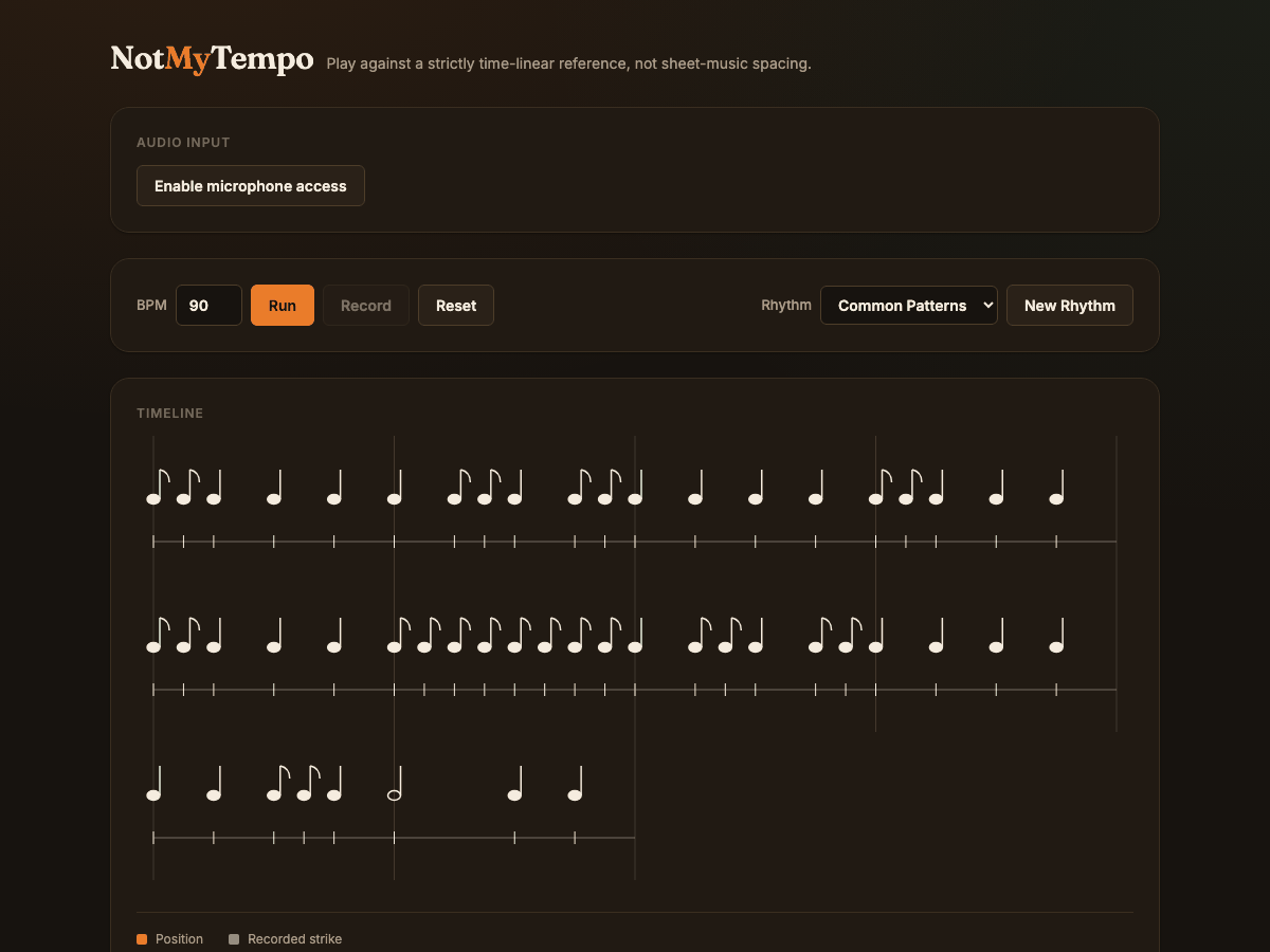 Screenshot of NotMyTempo